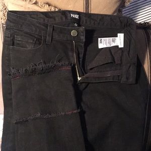 PAIGE Black Jacqueline Straight w Frayed Hem